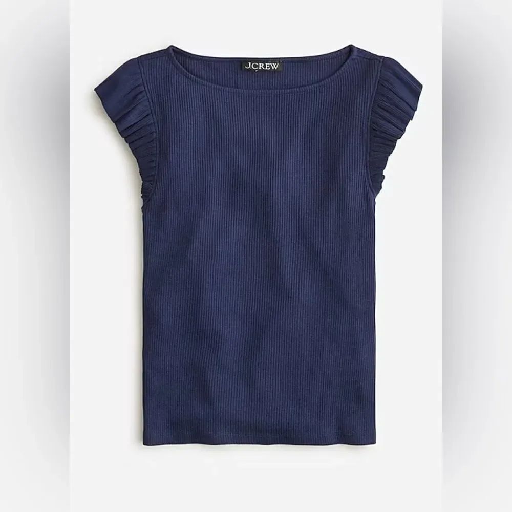 J.Crew Vintage rib ruffle boatneck tank top NWT Size S